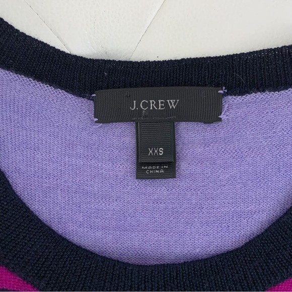J. Crew Crew Neck 100% Merino Wool Pullover 3/4 Sleeve Striped Sweater XXS/XS/S - Picture 9 of 9